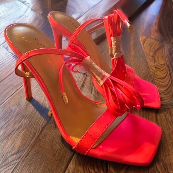 NEW WOMEN’S STRAPPY LACE UP  SQUARE TOE STILETTOS HOT PINK SIZE 8.5 - Picture 11 of 13